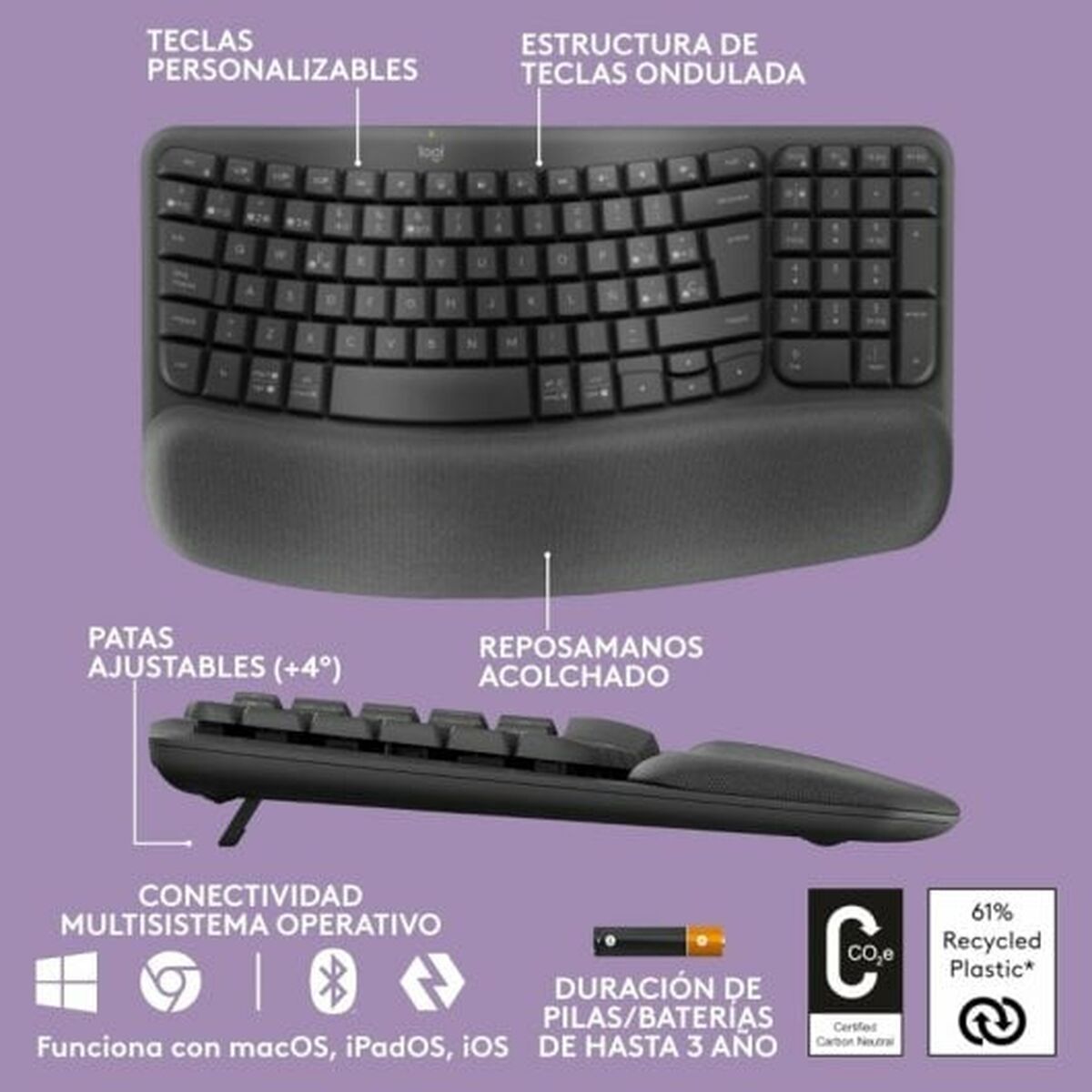 Toetsenbord Logitech 920-012296 Grafiet Spaans QWERTY